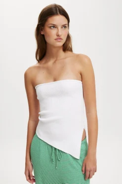 Asymmetric Rib Knit Bandeau