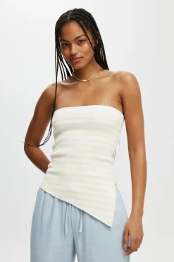 Asymmetric Rib Knit Bandeau
