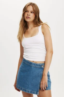 Asymmetrical Denim Skort