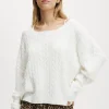 Cable Off The Shoulder Knit Jumper