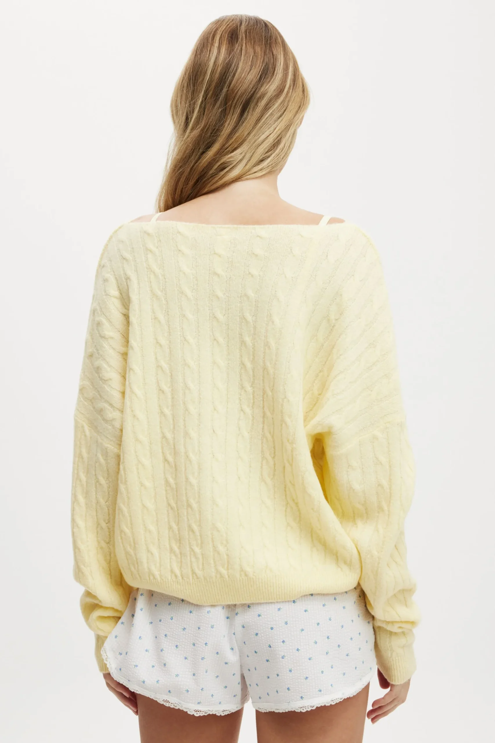 Cable Off The Shoulder Knit Jumper