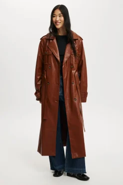 Chloe Faux Leather Trench Coat