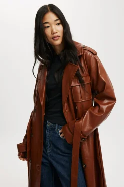 Chloe Faux Leather Trench Coat
