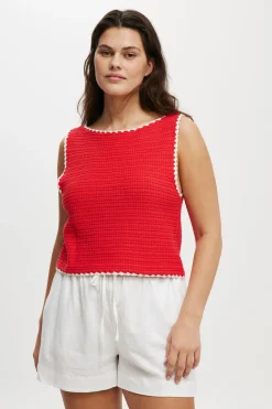 Crochet Boatneck Low Back Tank