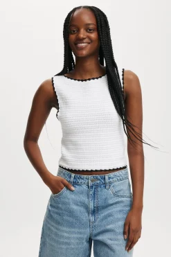 Crochet Boatneck Low Back Tank