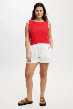 Crochet Boatneck Low Back Tank