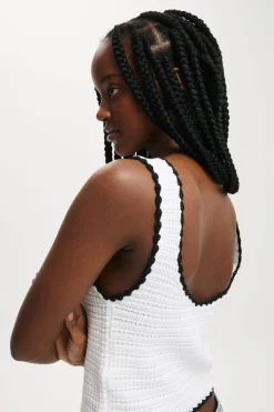 Crochet Boatneck Low Back Tank