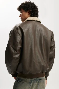 Faux Leather Flight Jacket