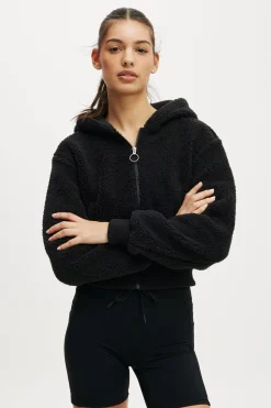 Hooded Sherpa Zip Through Jacket