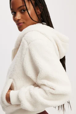 Hooded Sherpa Zip Through Jacket