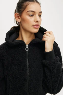 Hooded Sherpa Zip Through Jacket