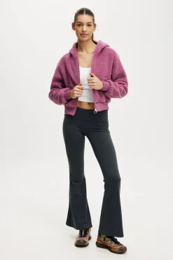 Hooded Sherpa Zip Through Jacket
