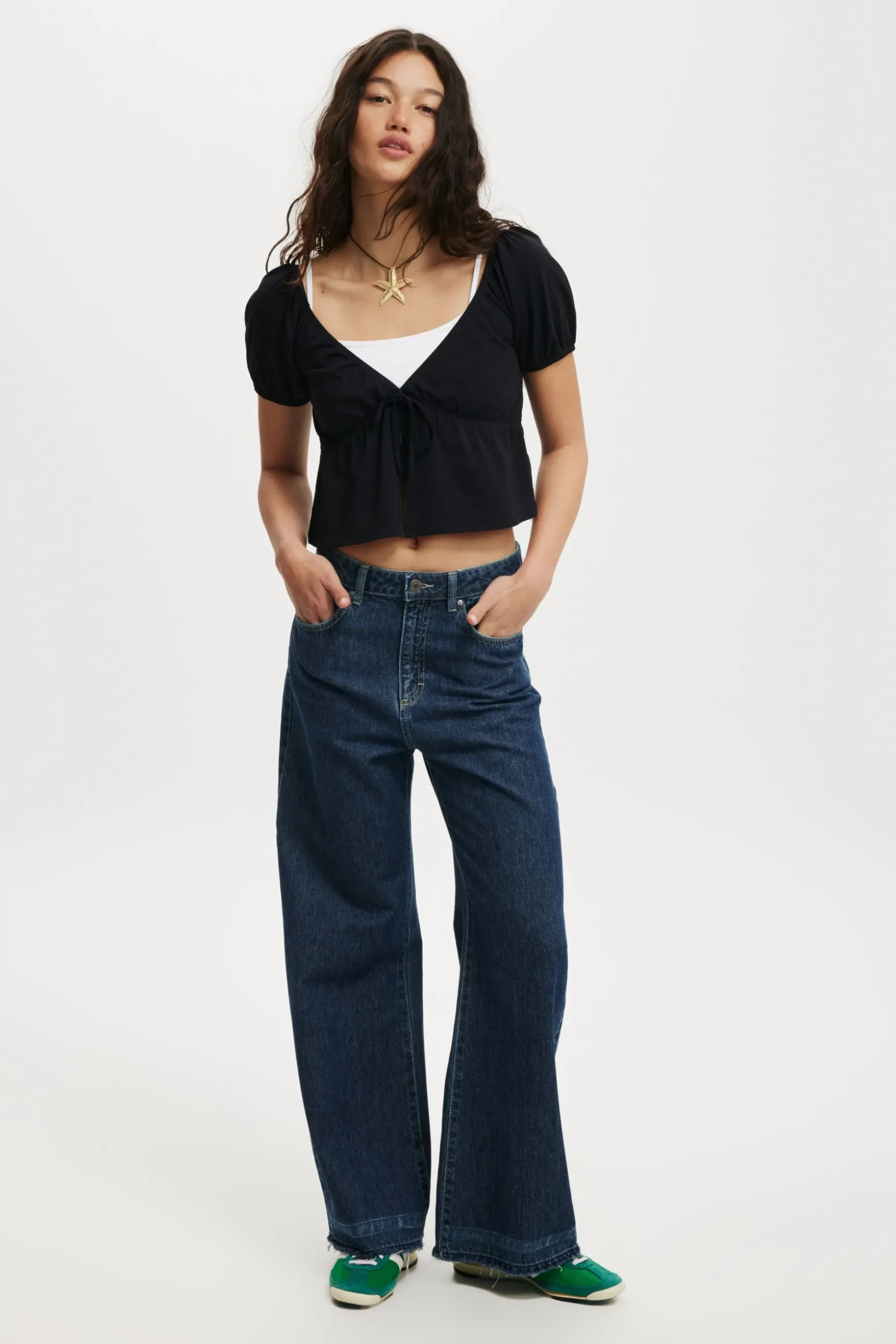 Mila Tie Front Short Sleeve Top