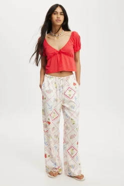 Mila Tie Front Short Sleeve Top