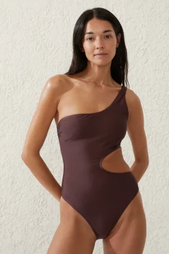 One Shoulder Cut Out One Piece Cheeky