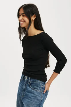 Polly Wide Neck Long Sleeve Top
