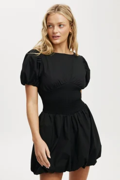 Romee Shirred Bubble Hem Mini Dress