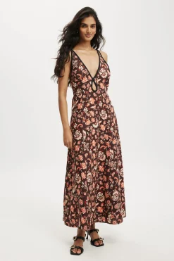RSVP Keyhole Linen Maxi Dress