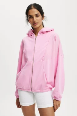 Spliced Fleece Zip Through Hoodie