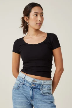 Staple Rib Scoop Neck Short Sleeve Top