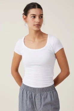 Staple Rib Scoop Neck Short Sleeve Top