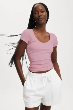 Staple Rib Scoop Neck Short Sleeve Top