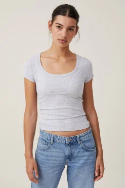 Staple Rib Scoop Neck Short Sleeve Top