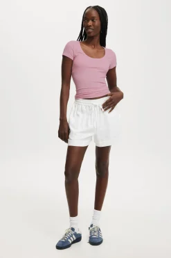 Staple Rib Scoop Neck Short Sleeve Top