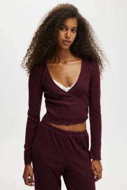 Super Soft Ribbed Wrap Top