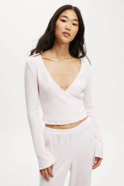 Super Soft Ribbed Wrap Top
