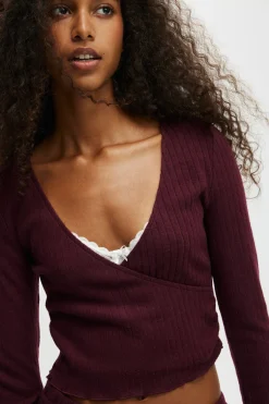 Super Soft Ribbed Wrap Top