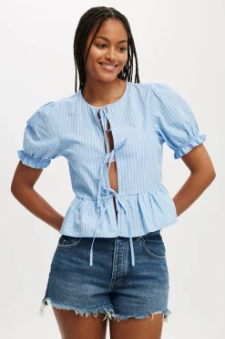 Tie Up Short Sleeve Blouse