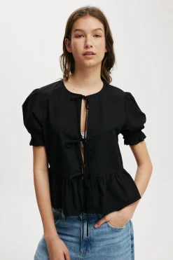 Tie Up Short Sleeve Blouse
