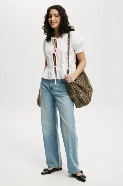 Tie Up Short Sleeve Blouse