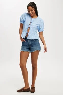 Tie Up Short Sleeve Blouse