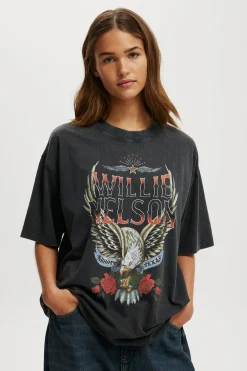 Willie Nelson Music Boxy Graphic Tee